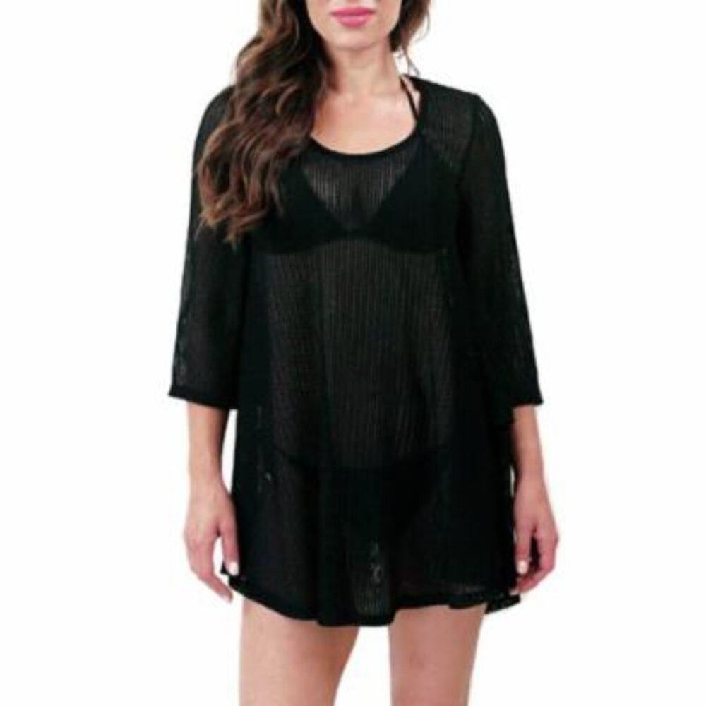 Jordan Taylor Mesh Swimwear Cover-up Black Large - Picture 1 of 9